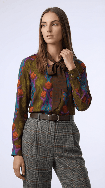 Cămașă cu fundă nuanță maro - OK Lux. All rights reserved. - Shirts - BROWN - 