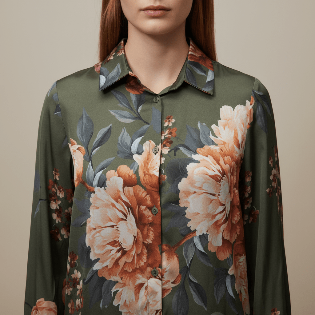 Cămașă Damă Elegantă cu Imprimeu Floral și Trandafiri – Mărime Universală (S - L) - OK Lux. All rights reserved. - Shirts - 