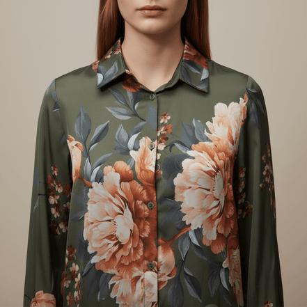 Cămașă Damă Elegantă cu Imprimeu Floral și Trandafiri – Mărime Universală (S - L) - OK Lux. All rights reserved. - Shirts - 