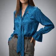 Cămașă delicată cu fundă, nuanță turcoaz - OK Lux. All rights reserved. - Shirts - TURQUOISE - 