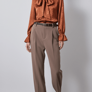 Cămașă elegantă cu mâneci bufante, aramiu camel - OK Lux. All rights reserved. - Shirts - CAMEL BROWN - 