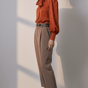 Cămașă elegantă cu mâneci bufante, aramiu camel - OK Lux. All rights reserved. - Shirts - CAMEL BROWN - 