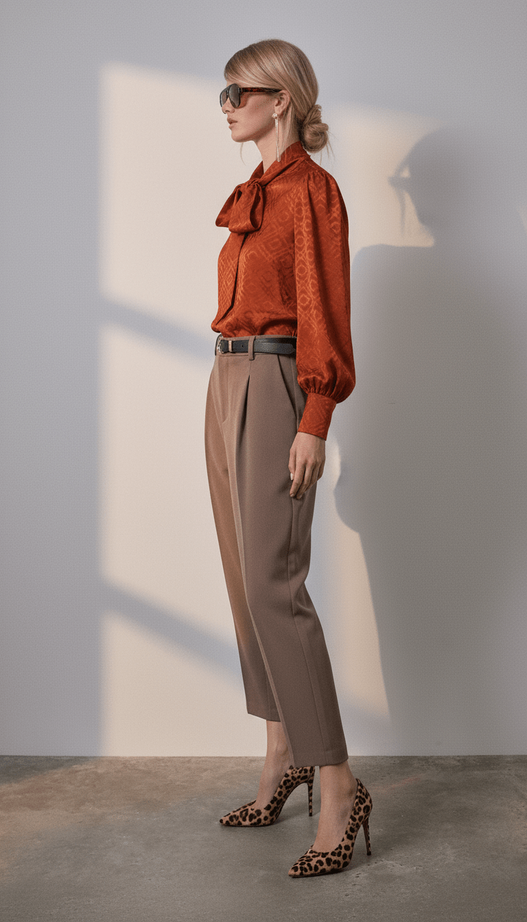 Cămașă elegantă cu mâneci bufante, aramiu camel - OK Lux. All rights reserved. - Shirts - CAMEL BROWN - 