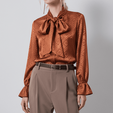 Cămașă elegantă cu mâneci bufante, aramiu camel - OK Lux. All rights reserved. - Shirts - CAMEL BROWN - 