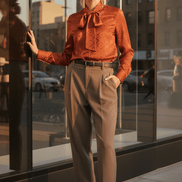 Cămașă elegantă cu mâneci bufante, aramiu camel - OK Lux. All rights reserved. - Shirts - CAMEL BROWN - 