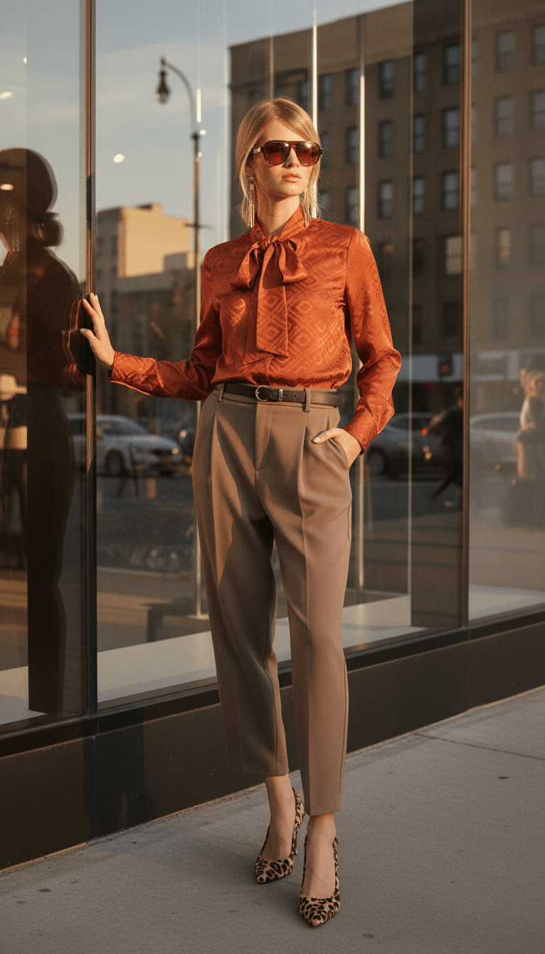 Cămașă elegantă cu mâneci bufante, aramiu camel - OK Lux. All rights reserved. - Shirts - CAMEL BROWN - 