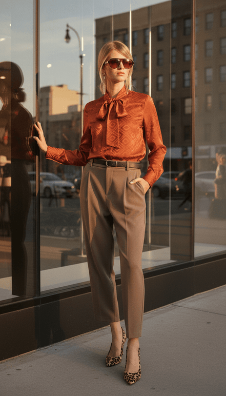 Cămașă elegantă cu mâneci bufante, aramiu camel - OK Lux. All rights reserved. - Shirts - CAMEL BROWN - 