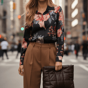 Cămașă fluidă neagră, croială lejeră - OK Lux. All rights reserved. - Shirts - BLACK - 