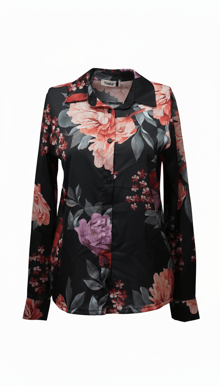 Cămașă fluidă neagră, croială lejeră - OK Lux. All rights reserved. - Shirts - BLACK - 