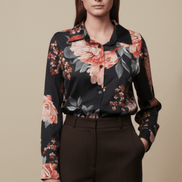 Cămașă fluidă neagră cu imprimeu - OK Lux. All rights reserved. - Shirts - BLACK - 