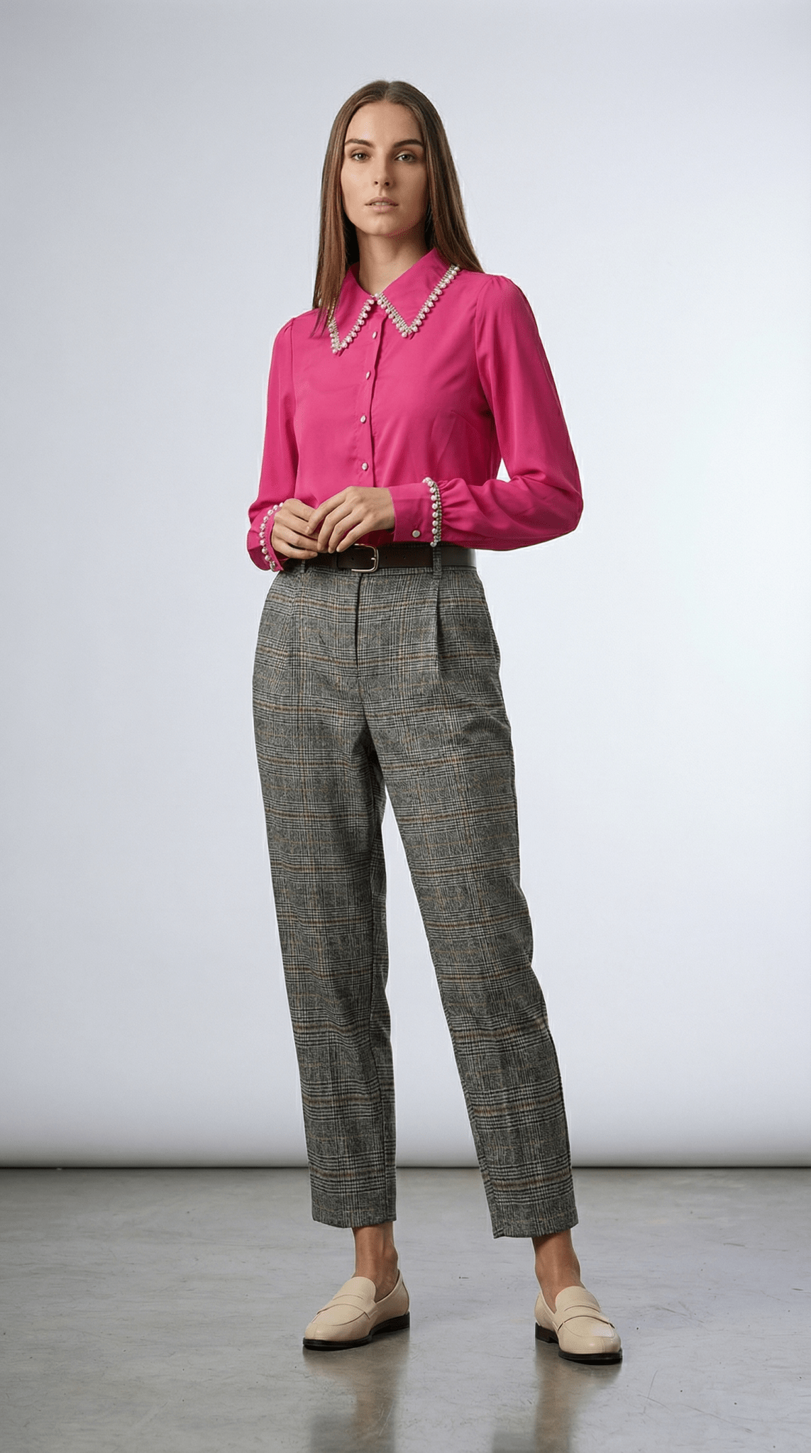 Cămașă fluidă roz fucsia elegantă - OK Lux. All rights reserved. - Shirts - FUCHSIA PINK - 