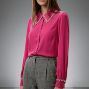 Cămașă fluidă roz fucsia elegantă - OK Lux. All rights reserved. - Shirts - FUCHSIA PINK - 