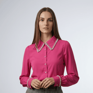 Cămașă fluidă roz fucsia elegantă - OK Lux. All rights reserved. - Shirts - FUCHSIA PINK - 