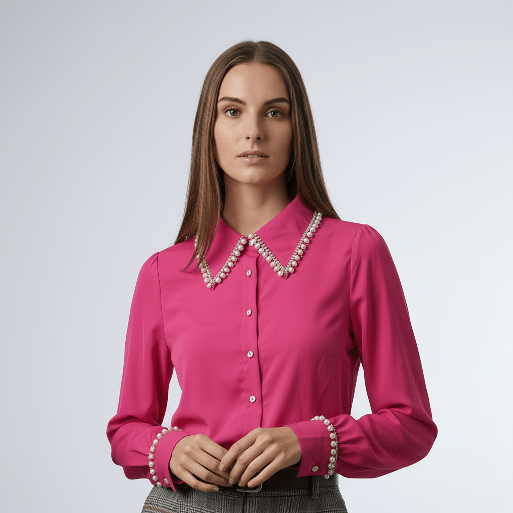 Cămașă fluidă roz fucsia elegantă - OK Lux. All rights reserved. - Shirts - FUCHSIA PINK - 