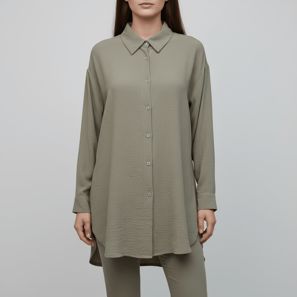 Camasă kaki versatilă cu croi modern - OK Lux. All rights reserved. - Shirts - LIGHT GRAY - 