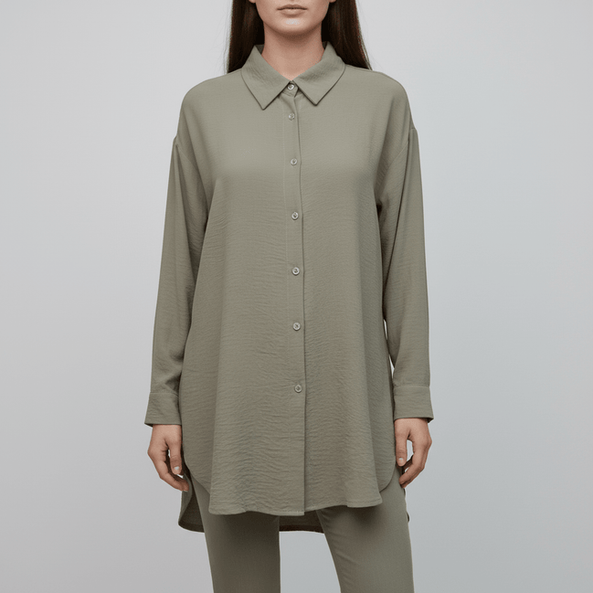 Camasă kaki versatilă cu croi modern - OK Lux. All rights reserved. - Shirts - LIGHT GRAY - 