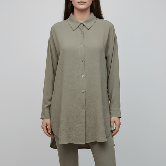 Camasă kaki versatilă cu croi modern - OK Lux. All rights reserved. - Shirts - LIGHT GRAY - 