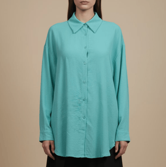 Cămașă lejeră oversize versatila - OK Lux. All rights reserved. - Shirts - GREEN - 