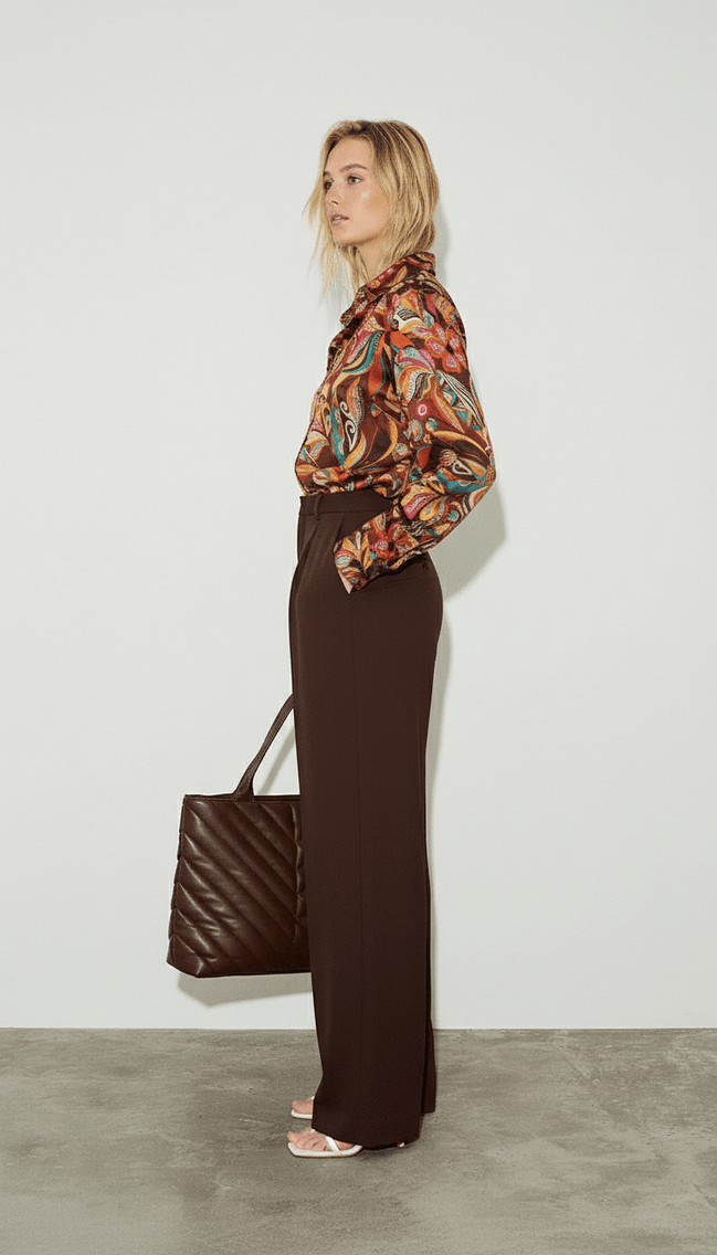 Cămașă maro, croială lejeră, versatilă - OK Lux. All rights reserved. - Shirts - BROWN - 