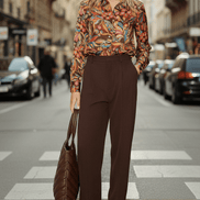 Cămașă maro, croială lejeră, versatilă - OK Lux. All rights reserved. - Shirts - BROWN - 