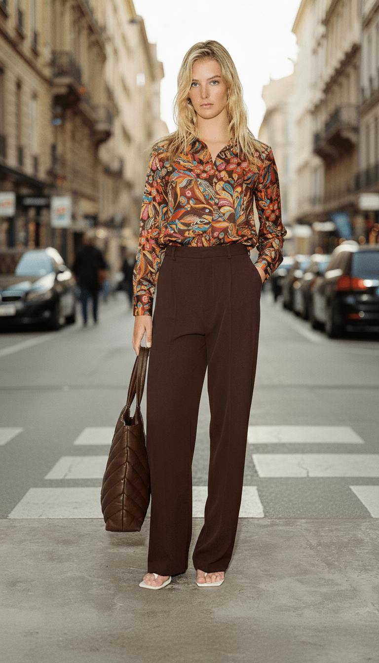 Cămașă maro, croială lejeră, versatilă - OK Lux. All rights reserved. - Shirts - BROWN - 