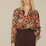 Cămașă maro cu imprimeu floral - OK Lux. All rights reserved. - Shirts - BROWN - 