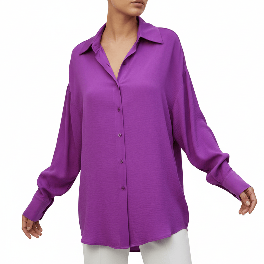 Camasă mov cu nasturi și guler înalt - OK Lux. All rights reserved. - Shirts - PINK - 