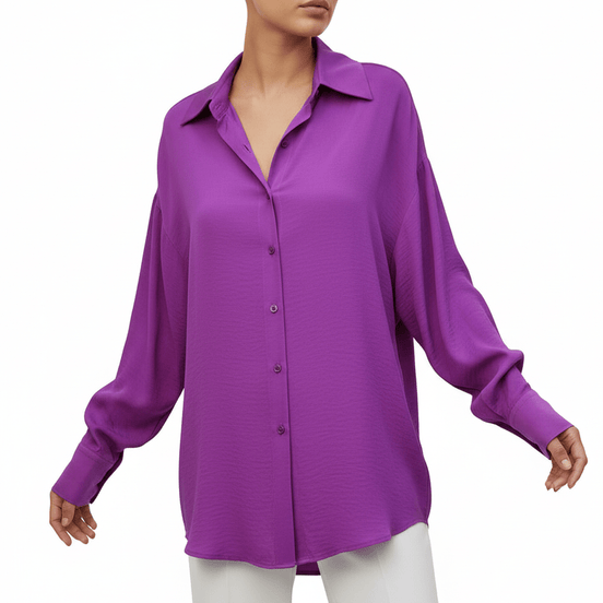 Camasă mov cu nasturi și guler înalt - OK Lux. All rights reserved. - Shirts - PINK - 