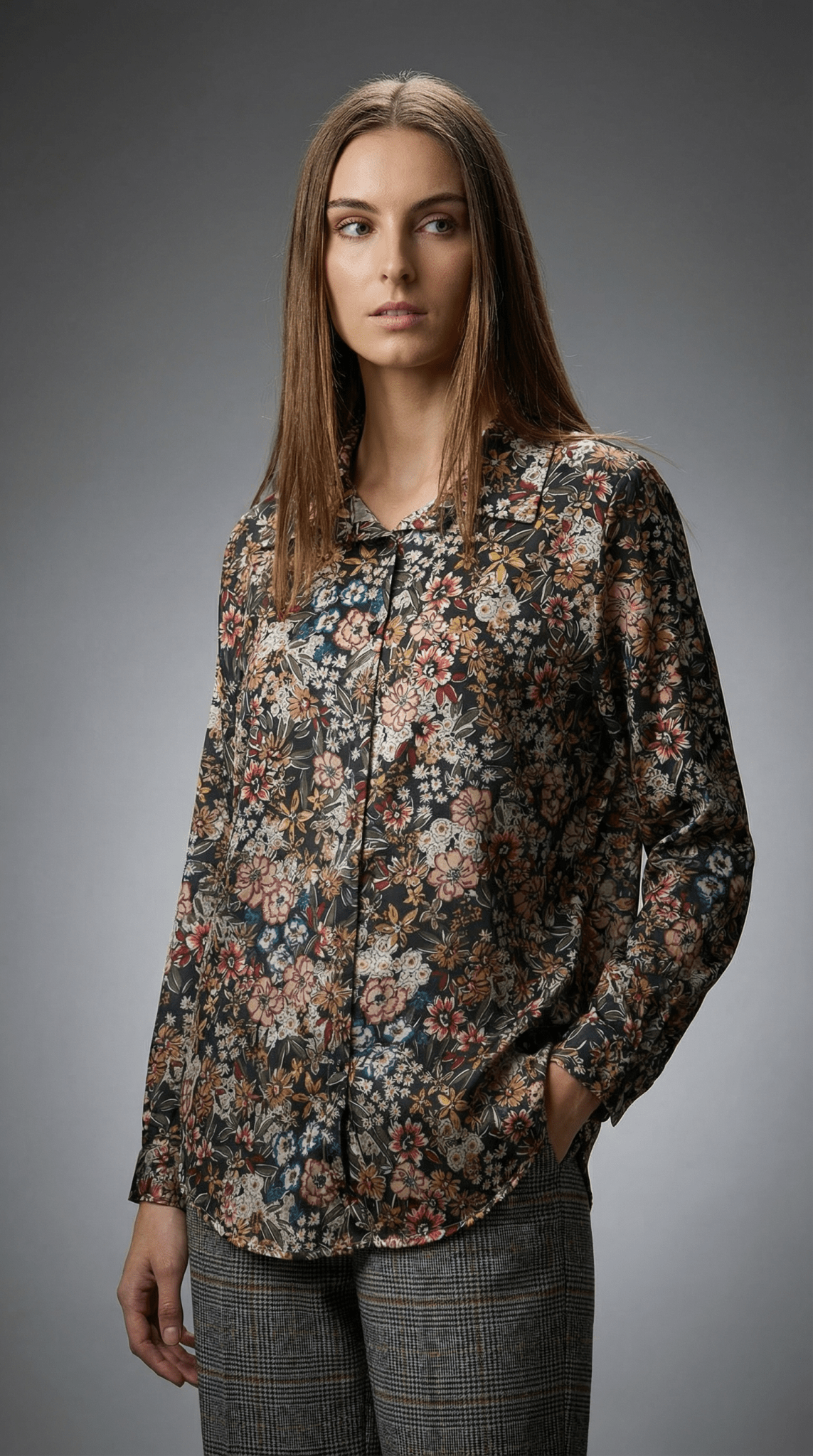 Camasă muștar cu imprimeu colorat - OK Lux. All rights reserved. - Shirts - PURPLE - 