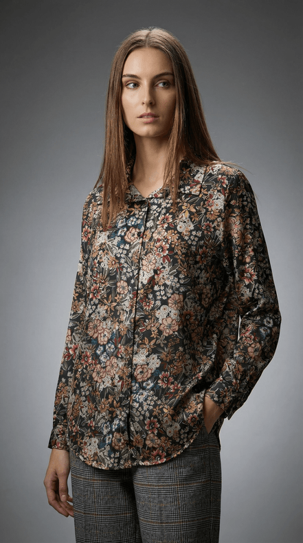 Camasă muștar cu imprimeu colorat - OK Lux. All rights reserved. - Shirts - PURPLE - 