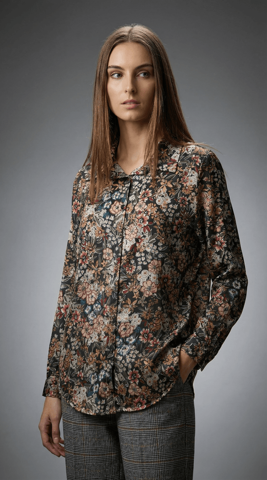 Camasă muștar cu imprimeu colorat - OK Lux. All rights reserved. - Shirts - PURPLE - 