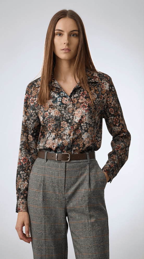 Camasă muștar cu imprimeu colorat - OK Lux. All rights reserved. - Shirts - PURPLE - 