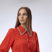 Cămașă portocalie vibrantă, modernă - OK Lux. All rights reserved. - Shirts - ORANGE - 