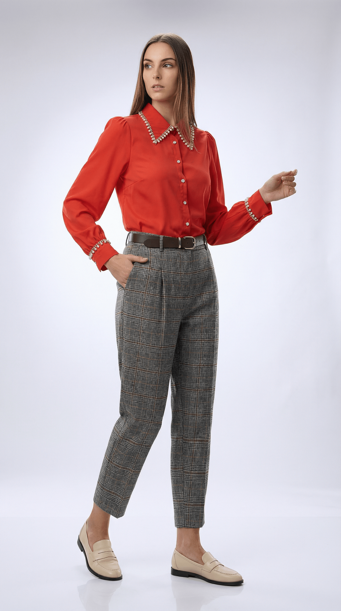 Cămașă portocalie vibrantă, modernă - OK Lux. All rights reserved. - Shirts - ORANGE - 