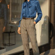 Cămașă rafinată cu perle și ștrasuri, albastru - OK Lux. All rights reserved. - Shirts - BLUE - 