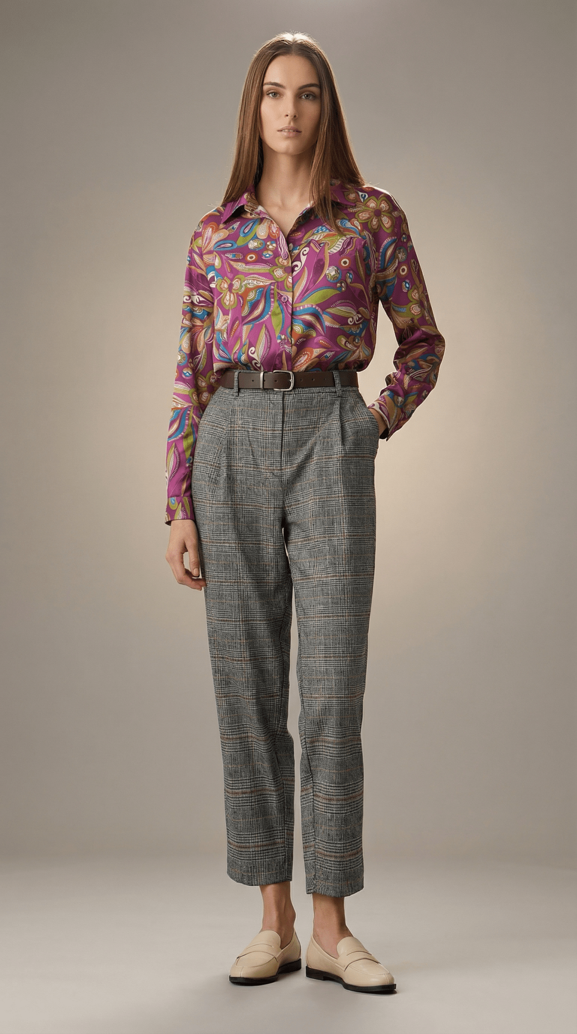 Camasă roz cu imprimeu colorat - OK Lux. All rights reserved. - Shirts - BLACK - 