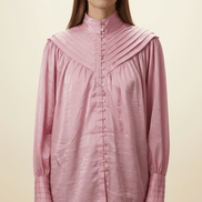 Camasă roz metalezată cu guler înalt - OK Lux. All rights reserved. - Shirts - S - 