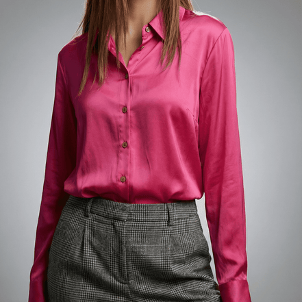 Camasă roz satinată cu croi clasic - OK Lux. All rights reserved. - Shirts - BLACK - 