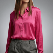 Camasă roz satinată cu croi clasic - OK Lux. All rights reserved. - Shirts - BLACK - 