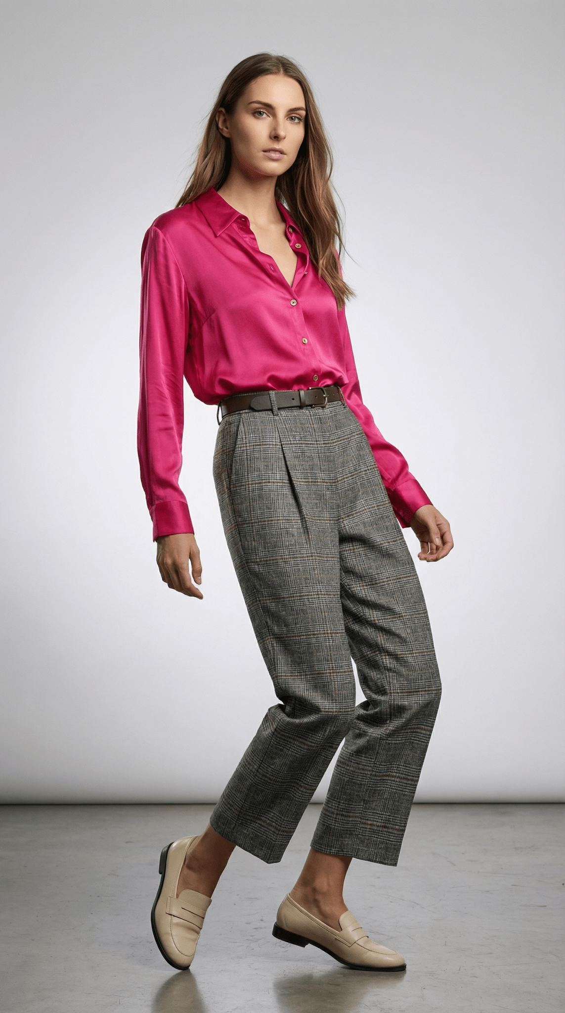 Camasă roz satinată cu croi clasic - OK Lux. All rights reserved. - Shirts - BLACK - 