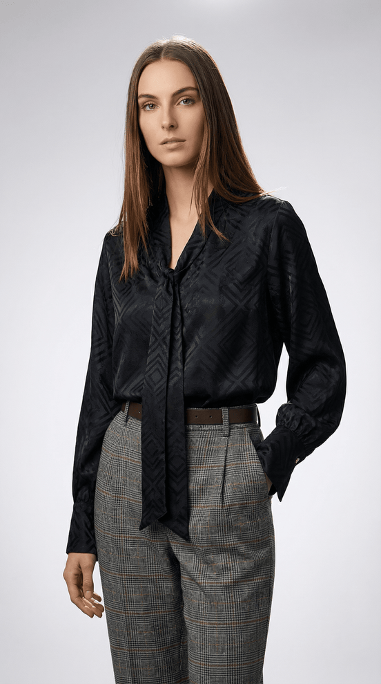 Cămașă sofisticată cu mâneci bufante, negru - OK Lux. All rights reserved. - Shirts - BLACK - 