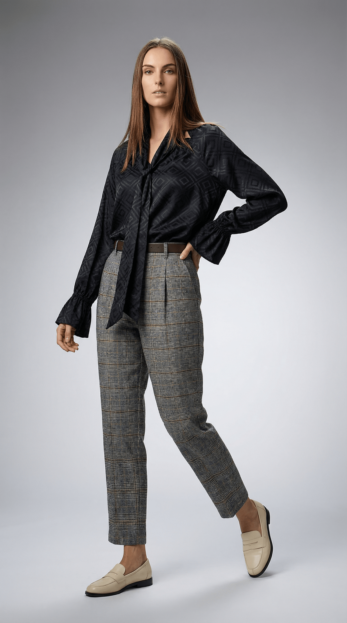 Cămașă sofisticată cu mâneci bufante, negru - OK Lux. All rights reserved. - Shirts - BLACK - 