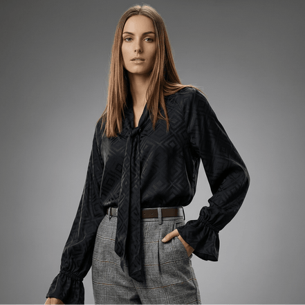 Cămașă sofisticată cu mâneci bufante, negru - OK Lux. All rights reserved. - Shirts - BLACK - 