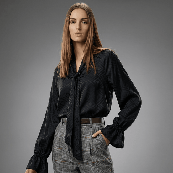 Cămașă sofisticată cu mâneci bufante, negru - OK Lux. All rights reserved. - Shirts - BLACK - 