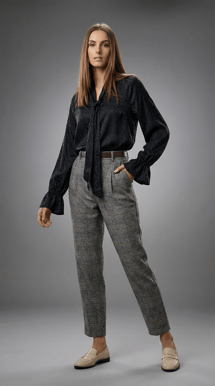 Cămașă sofisticată cu mâneci bufante, negru - OK Lux. All rights reserved. - Shirts - BLACK - 