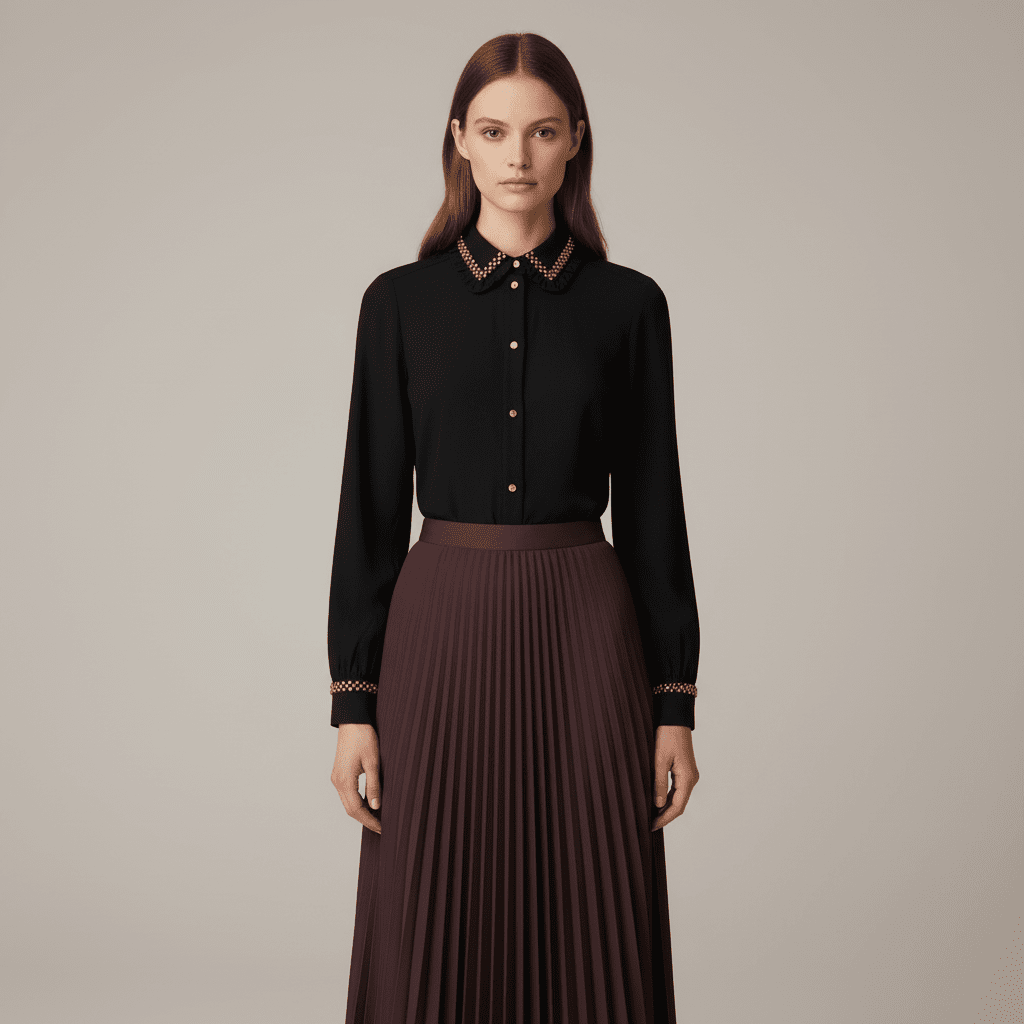 Cămașă Statement Emerald Noir – Neagră cu Cristale Aurii și Dantelă – Handmade by Laura Stoica - OK Lux. All rights reserved. - Shirts - 