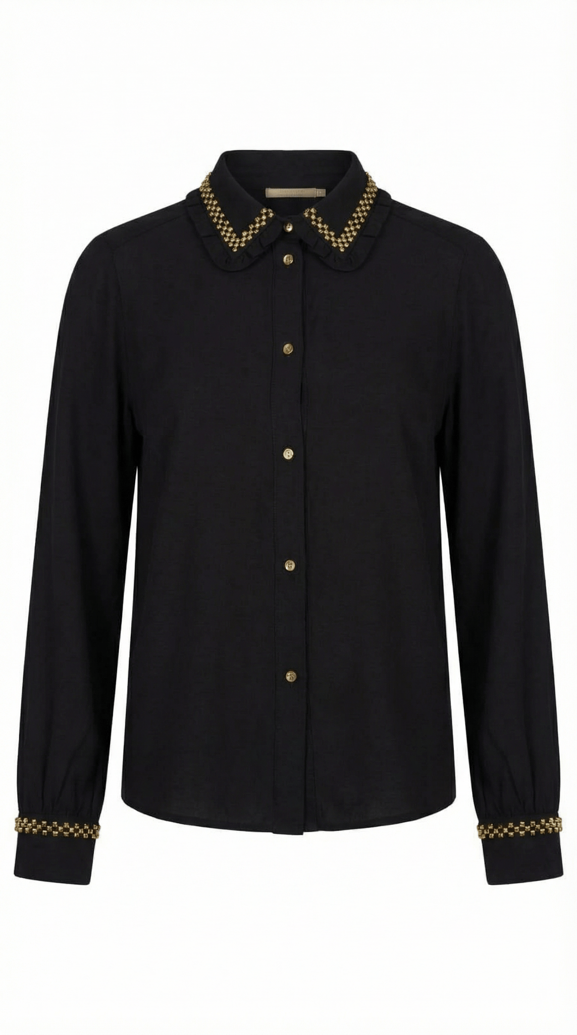 Cămașă Statement „Emerald Noir” – Neagră cu Cristale Verzi și Dantelă - OK Lux. All rights reserved. - Shirts - 