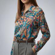 Camasă verde cu motive florale - OK Lux. All rights reserved. - Shirts - MUSTARD YELLOW - 