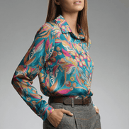 Camasă verde cu motive florale - OK Lux. All rights reserved. - Shirts - MUSTARD YELLOW - 