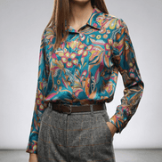 Camasă verde cu motive florale - OK Lux. All rights reserved. - Shirts - MUSTARD YELLOW - 